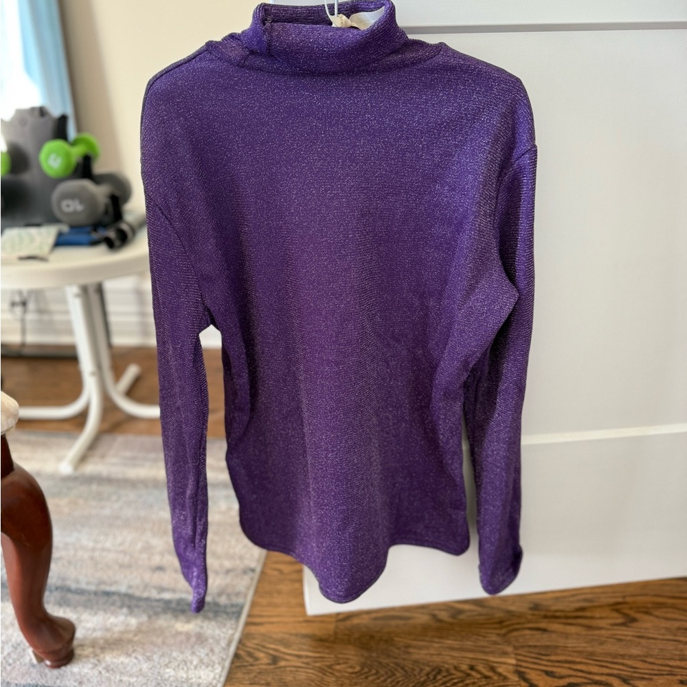 Elegant Long Sleeve Purple Turtleneck Top